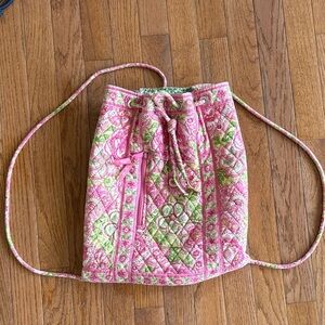 Vera Bradley Pink and Green Quilted Backpack